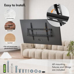 "Vonhaus Tv Wall Bracket For 37-80"" Screens, Ultra-Slim Wall Mount W/spirit Level, 45Kg Capacity, Max Vesa: 600X400mm" - thumbnail 4