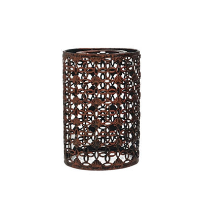 Rustic Red Metal Bulb Guard Drum Shaped Lamp Shades For Ceiling Pendant Lights Indoor Easy Fit Wire Cages (Rustic Red)