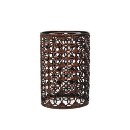 Rustic Red Metal Bulb Guard Drum Shaped Lamp Shades For Ceiling Pendant Lights Indoor Easy Fit Wire Cages (Rustic Red)