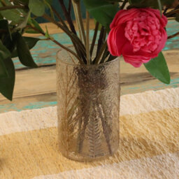 Serenityy Natural Floral Glass Pino Tall Vase Candle Holder - Recycled Clear Glass 19X11Cm - thumbnail 3
