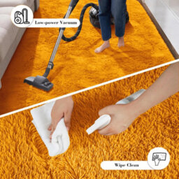 Aspire Homeware Non Slip Ochre Shaggy Rug Soft Fluffy Washable, Living Area And Bedroom Rug, (L)170Cm X (W)120Cm - thumbnail 5