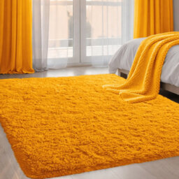 Aspire Homeware Non Slip Ochre Shaggy Rug Soft Fluffy Washable, Living Area And Bedroom Rug, (L)170Cm X (W)120Cm - thumbnail 6