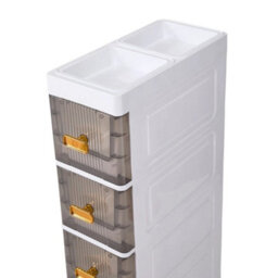 5 Tier Grey  Slim Storage Cabinet Narrow Slide Out Drawers Bathroom Kitchen Gap Storage Unit - thumbnail 4