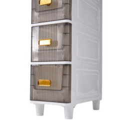 5 Tier Grey  Slim Storage Cabinet Narrow Slide Out Drawers Bathroom Kitchen Gap Storage Unit - thumbnail 3
