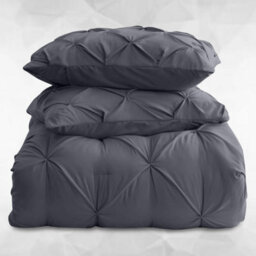 Ameha Pintuck Duvet Cover With Pillowcase Anti-Allergic & Breathable Microfiber Pinch Pleat Diamond Grey King 230X220Cm - thumbnail 2