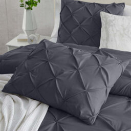 Ameha Pintuck Duvet Cover With Pillowcase Anti-Allergic & Breathable Microfiber Pinch Pleat Diamond Grey King 230X220Cm - thumbnail 4