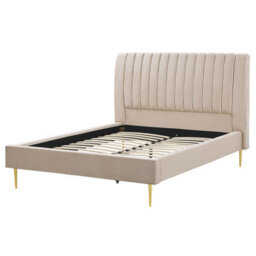 Beliani Bed Velvet Marville 140 X 200 Cm (Eu Double) Sand Beige - thumbnail 4