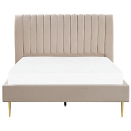 Beliani Bed Velvet Marville 140 X 200 Cm (Eu Double) Sand Beige - thumbnail 5