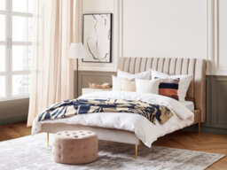 Beliani Bed Velvet Marville 140 X 200 Cm (Eu Double) Sand Beige - thumbnail 2