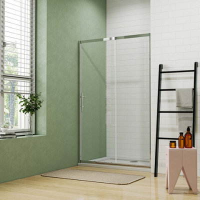 Probaty Bathrooms 1400 X 800mm Sliding Door Shower Enclosure With Side Panels 5mm Safety Tempered Glass Screen With Shower Tray - image 1