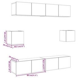 Berkfield 6 Piece Tv Cabinet Set Wall-Mounted Artisan Oak Engineered Wood - thumbnail 9