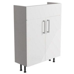 Ennis Slim Slimline Gloss White Double Freestanding Bathroom Vanity Unit (H) 820mm (W) 595mm - thumbnail 1