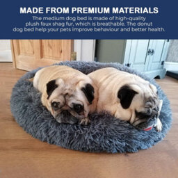 Fur & Bone 60 Cm Washable Plush Donut Dog Bed With Waterproof Non-Slip Base - Dark Grey - thumbnail 4