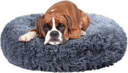 Fur & Bone 60 Cm Washable Plush Donut Dog Bed With Waterproof Non-Slip Base - Dark Grey - thumbnail 1