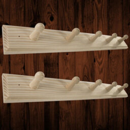 Woodeedoo Set Of 2 Wooden Coat Hook Racks With 5 Pegs Each Mounted Hanger Rail On Door Or Wall Natural Pine 46 X 6 X 5.5 Cm