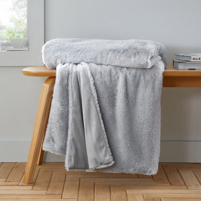 Catherine Lansfield Cosy Glamour Fur 130X170 Cm Blanket Throw Silver Grey - image 1