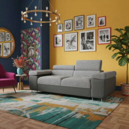 Torezio Sofa 2 Living Room Sofa With Adjustable Headrests Chipboard Frame Polyurethane Foam 198X102X70Cm Grey And Grey Melange - thumbnail 2
