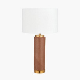 Pacific Lifestyle Wood Effect Ceramic Tall Table Lamp With Shade - thumbnail 2