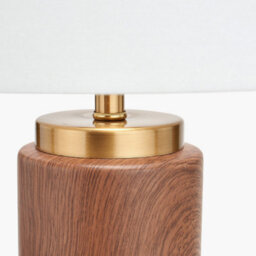 Pacific Lifestyle Wood Effect Ceramic Tall Table Lamp With Shade - thumbnail 4