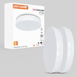 Paul Russells Led Round Panel Modern Ceiling Lights, 12W 1200 Lumens, Ip44, 4000K Cool White, Pack Of 2 - thumbnail 1