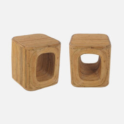 Sweeek - Pair Of Bedside Tables Or Side Tables In Natural Rattan Baya Natural 45X45X50 Cm - thumbnail 1