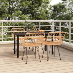 Berkfield 5 Piece Garden Dining Set Poly Rattan - thumbnail 1