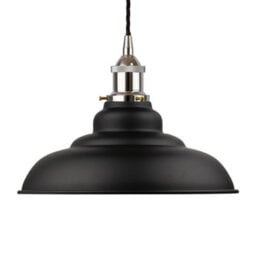 Matt Black St Edmund's Painted Dome Pendant Light With Nickel Lamp Holder And Black Twisted Cable - Se Home - thumbnail 1