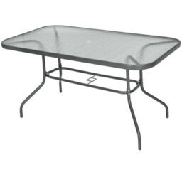 Wyld Haus Lemone 140Cm Charcoal Grey Rectangular Garden Dining Table With Tempered Glass Top And Parasol Hole - thumbnail 2