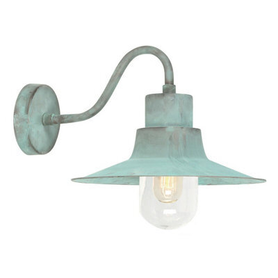 Elegant Outdoor Ip44 Wall Light Lantern With Led E27 Bulb - Verdigris Finish