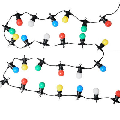 Valuelights Set Of 10 Ip44 Rated 5.7M Outdoor Garden Integrated Led Festoon Multicoloured Lights 2700K Warm White - image 1