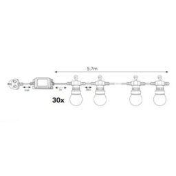 Valuelights Set Of 10 Ip44 Rated 5.7M Outdoor Garden Integrated Led Festoon Multicoloured Lights 2700K Warm White - thumbnail 6