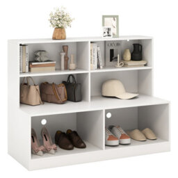Gainoom Entryway White Shoe Cabinet 2-In-1 Storage Cabinet & Shoe Bench Combo - thumbnail 1