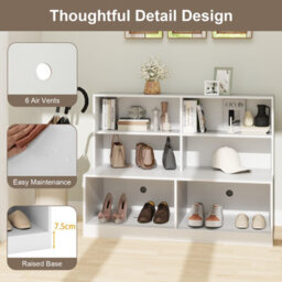 Gainoom Entryway White Shoe Cabinet 2-In-1 Storage Cabinet & Shoe Bench Combo - thumbnail 9