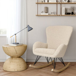 Darphe Sherpa Fleece Rocking Chair With Removable Cushion