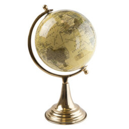 Candlelight 12.5 Inch Cream Gold Globe On Metal Stand - thumbnail 2