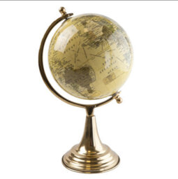 Candlelight 12.5 Inch Cream Gold Globe On Metal Stand - thumbnail 1