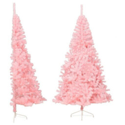 Berkfield Artificial Half Christmas Tree With Stand Pink 240 Cm Pvc - thumbnail 2