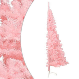 Berkfield Artificial Half Christmas Tree With Stand Pink 240 Cm Pvc - thumbnail 3