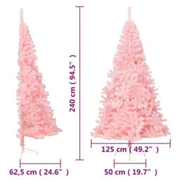Berkfield Artificial Half Christmas Tree With Stand Pink 240 Cm Pvc - thumbnail 9