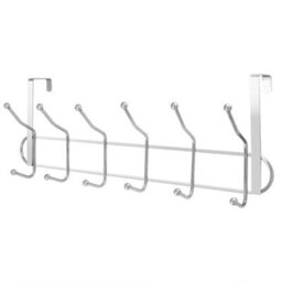 12 Hooks Chrome Over The Door Washroom Coat Hanger Clothes Towel Storage Rack Uk