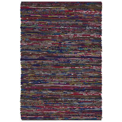 Wyld And Coco Handwoven Dark Multicolour Cotton-Blend Rug 160 X 230 Cm - Boho Eclectic - image 1