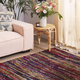 Wyld And Coco Handwoven Dark Multicolour Cotton-Blend Rug 160 X 230 Cm - Boho Eclectic - thumbnail 2
