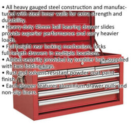 Red 6 Drawer Tool Chest - Lockable Storage Unit For Heavy-Duty Use - thumbnail 2
