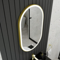 Harper & Harlow 800X500 Pill Brushed Brass Led Illuminated Bathroom Mirror - thumbnail 5