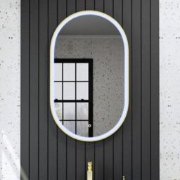 Harper & Harlow 800X500 Pill Brushed Brass Led Illuminated Bathroom Mirror - thumbnail 9