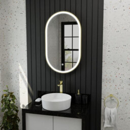 Harper & Harlow 800X500 Pill Brushed Brass Led Illuminated Bathroom Mirror - thumbnail 8