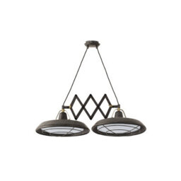 Luminosa Lighting Luminosa Plec Led 2 Light Double Adjustable Outdoor Ceiling Pendant Bar Light Old Brown Ip44