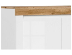 Arte Holten Sideboard Cabinet 106Cm White Gloss With 2 Doors And Oak Effect Top - thumbnail 4