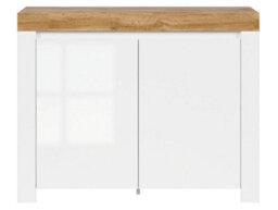 Arte Holten Sideboard Cabinet 106Cm White Gloss With 2 Doors And Oak Effect Top - thumbnail 2
