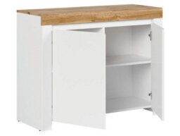 Arte Holten Sideboard Cabinet 106Cm White Gloss With 2 Doors And Oak Effect Top - thumbnail 3